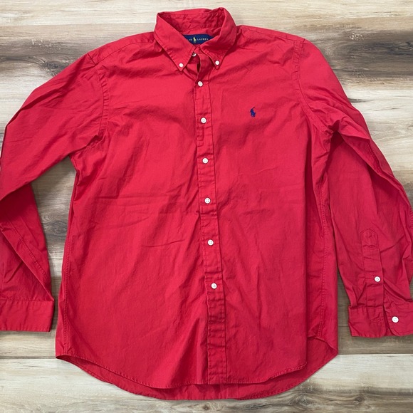 Ralph Lauren Other - Ralph Lauren Button Down Shirt Size L Red Cotton Poplin Classic Fit Pony Logo